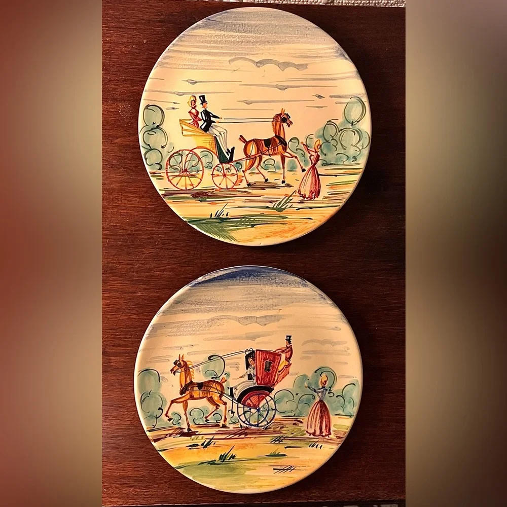 Vintage Italian Hand Painted Wall Plates Set Limited Edition